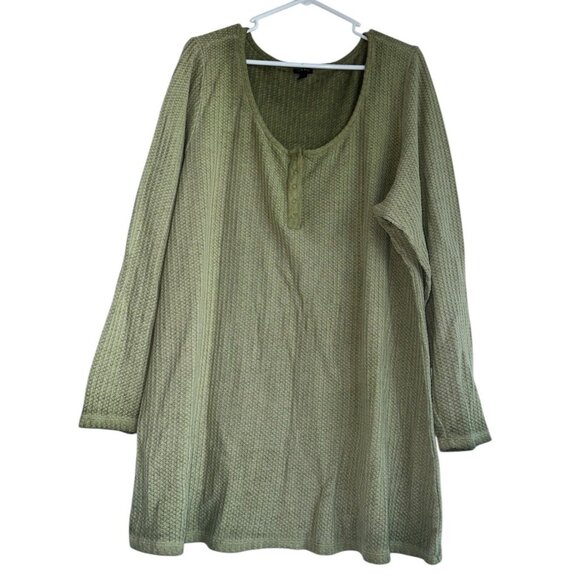 Torrid Womens Light Green Waffle Snap Henley Long Sleeve Top Plus 4 Or 4X - Picture 1 of 5